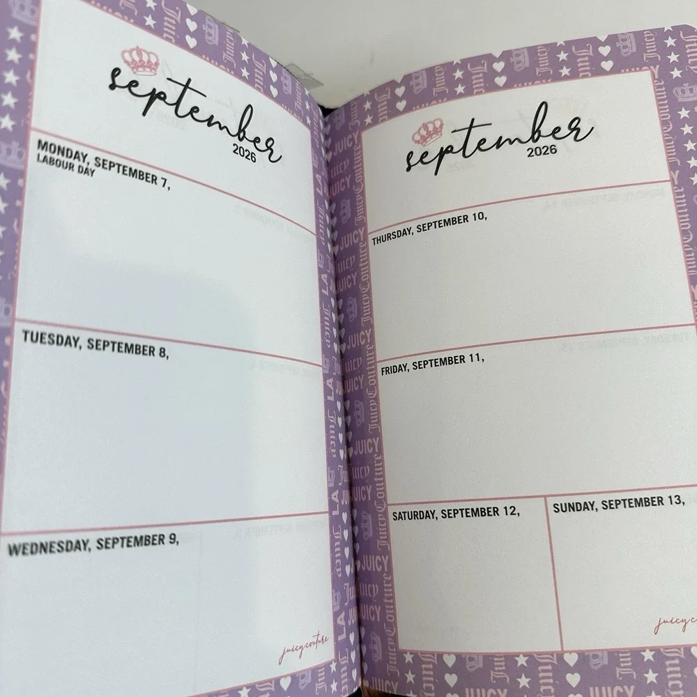 Juicy Couture 2026-2027 Zip Planner Journal Pink Heart Pen 18 Month New - Picture 11 of 12